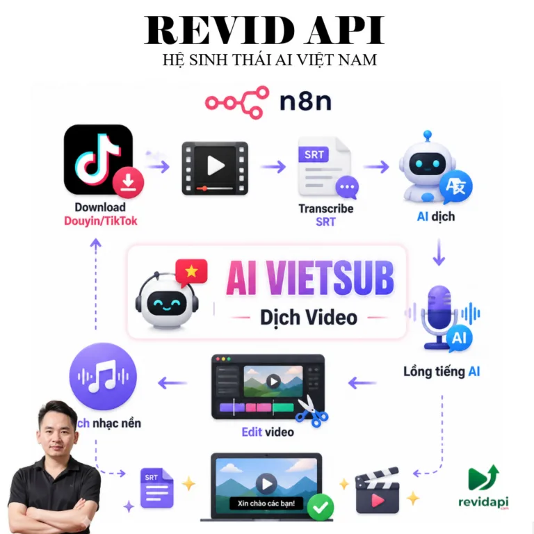 Workflow n8n Dịch Video Douyin Tự Động | Lồng Tiếng AI + Phụ Đề Việt