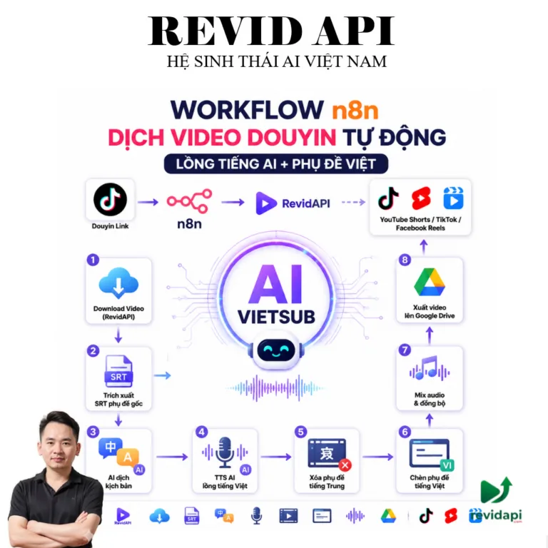 Workflow n8n Dịch Video Không TTS | Giữ Tiếng Gốc + Caption + Thay Nhạc Nền