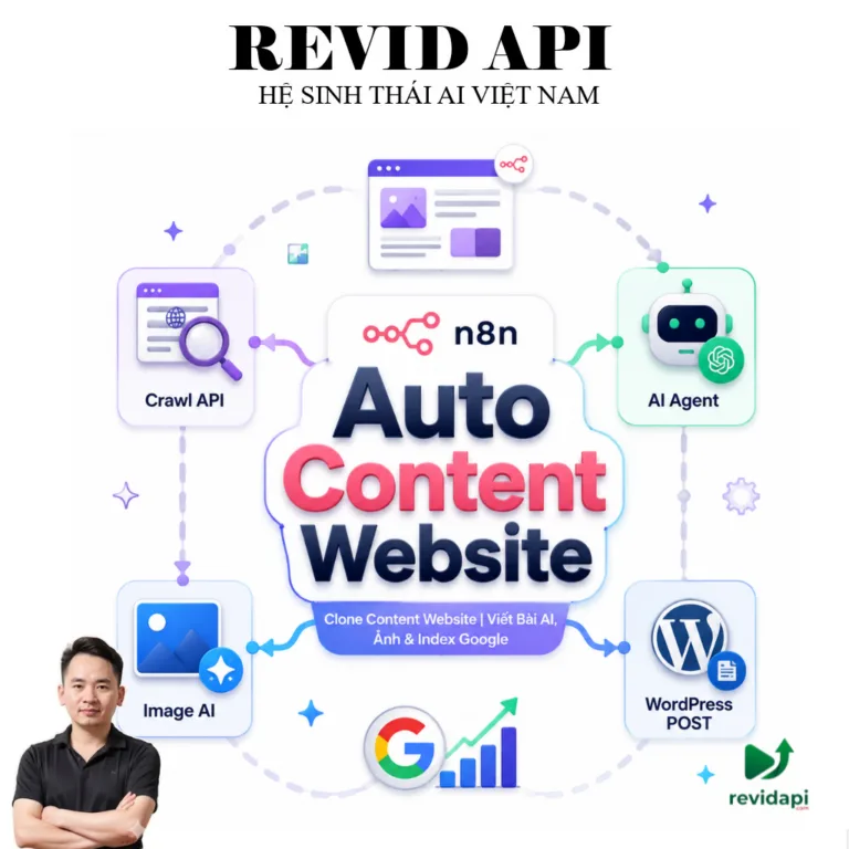 Workflow n8n Auto Content Website | Viết Bài AI, Ảnh & Index Google