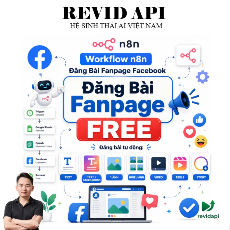 Workflow n8n Đăng Bài Fanpage Facebook Tự Động Miễn Phí | JSON + Access Token