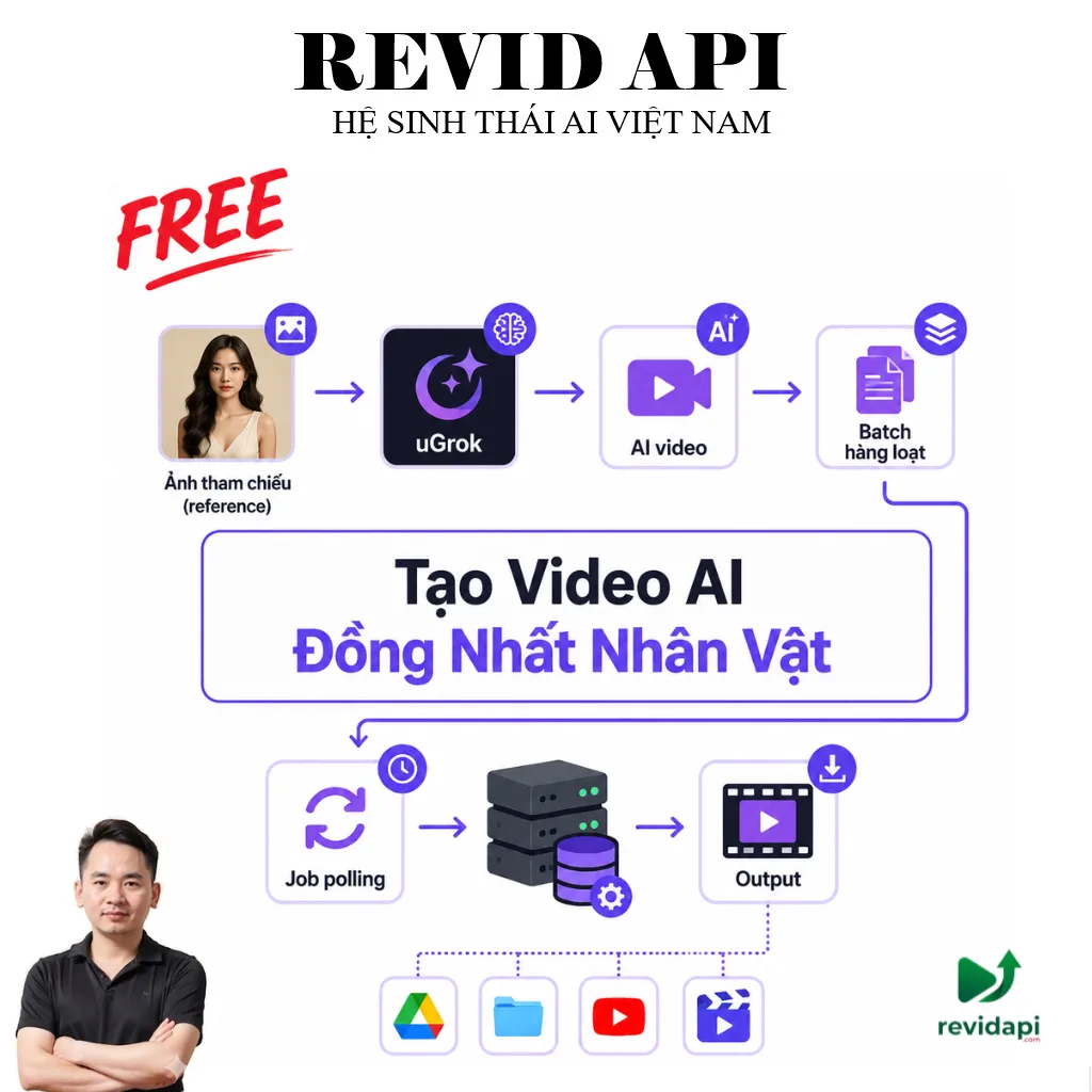 Workflow n8n Tạo Video AI Đồng Nhất Nhân Vật | Grok Ảnh Tham Chiếu Miễn Phí