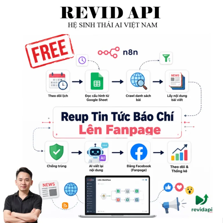 Workflow n8n Reup Tin Tức Báo Chí Lên Fanpage — Miễn Phí